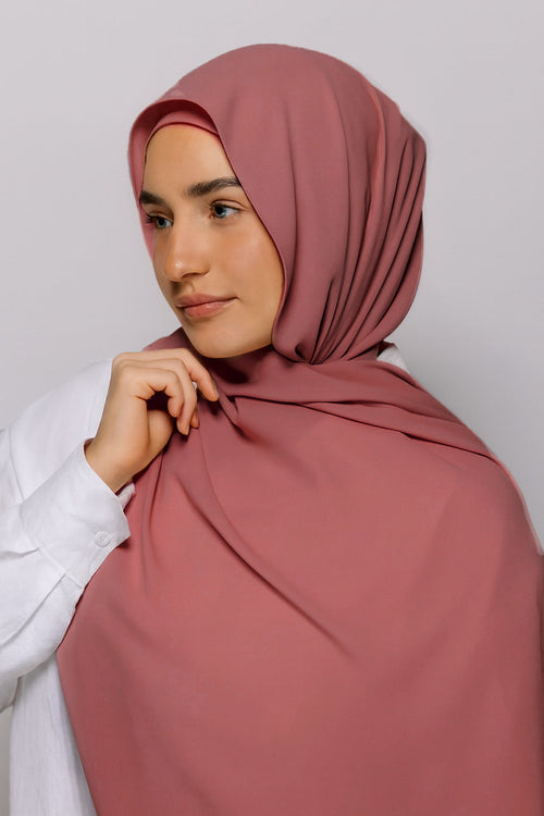 FLOWY INSTANT CHIFFON HIJAB - ROSEWOOD