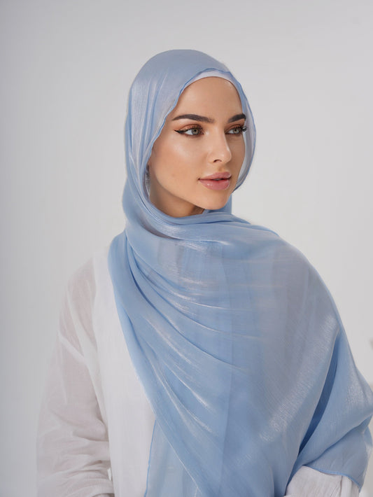 LUXURY ORGANZA SHIMMER HIJAB - BABY BLUE