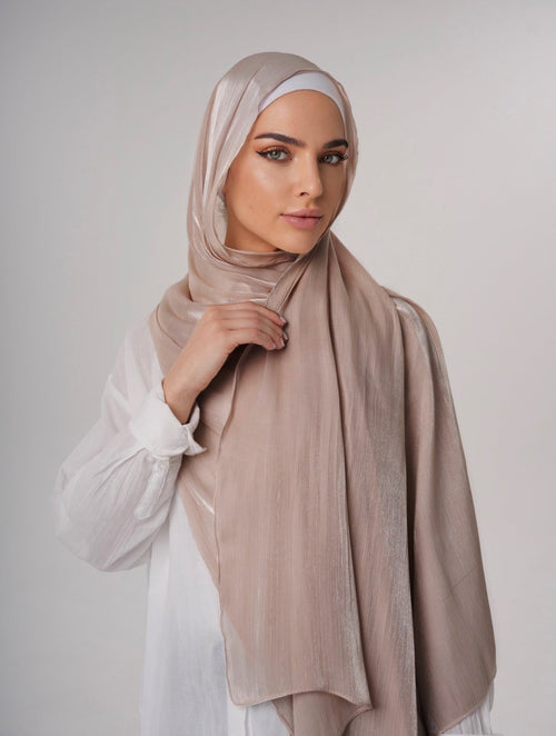 LUXURY ORGANZA SHIMMER HIJAB - CHAMPAGNE