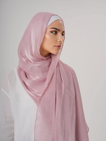LUXURY ORGANZA SHIMMER HIJAB - ROSE PINK