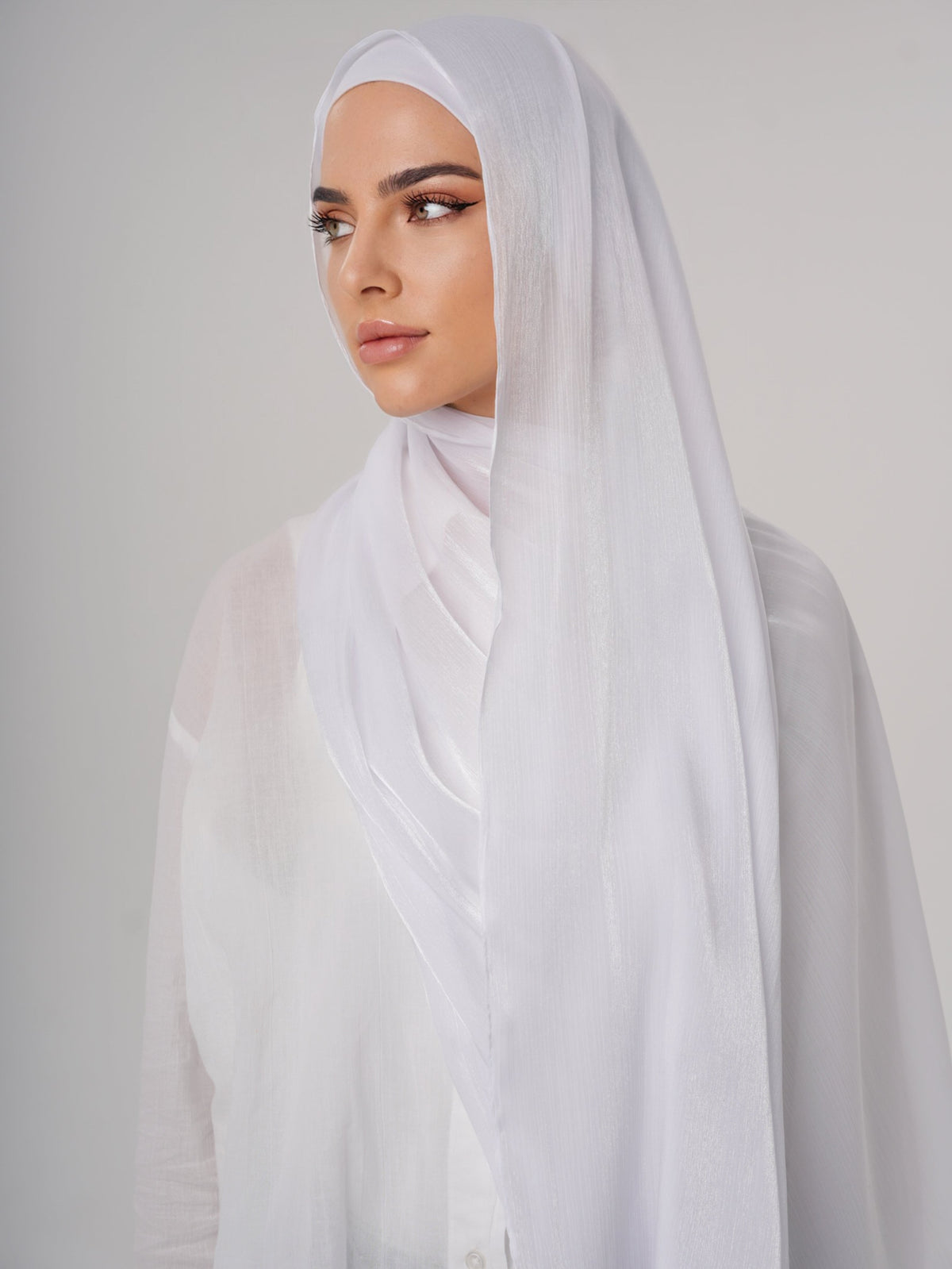 LUXURY ORGANZA SHIMMER HIJAB - WHITE