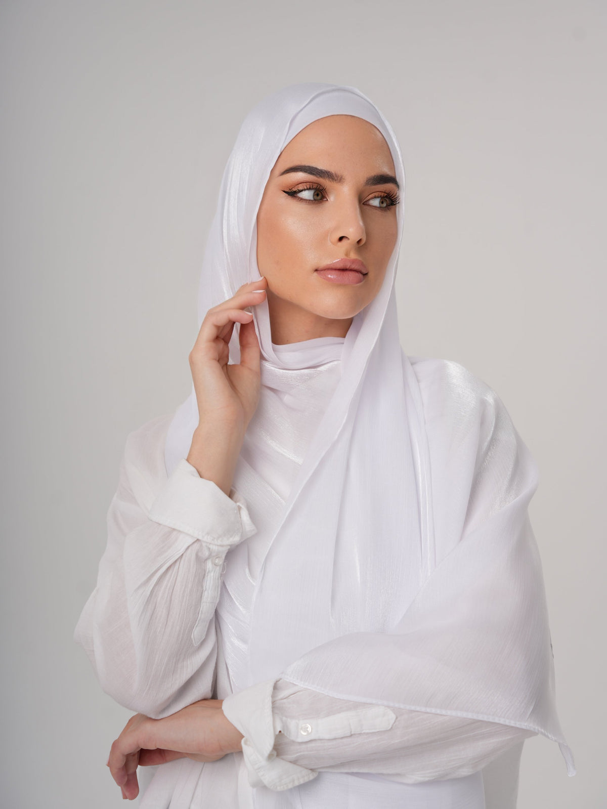 LUXURY ORGANZA SHIMMER HIJAB - WHITE