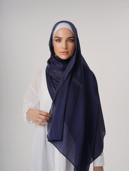 LUXURY ORGANZA SHIMMER HIJAB - NAVY BLUE