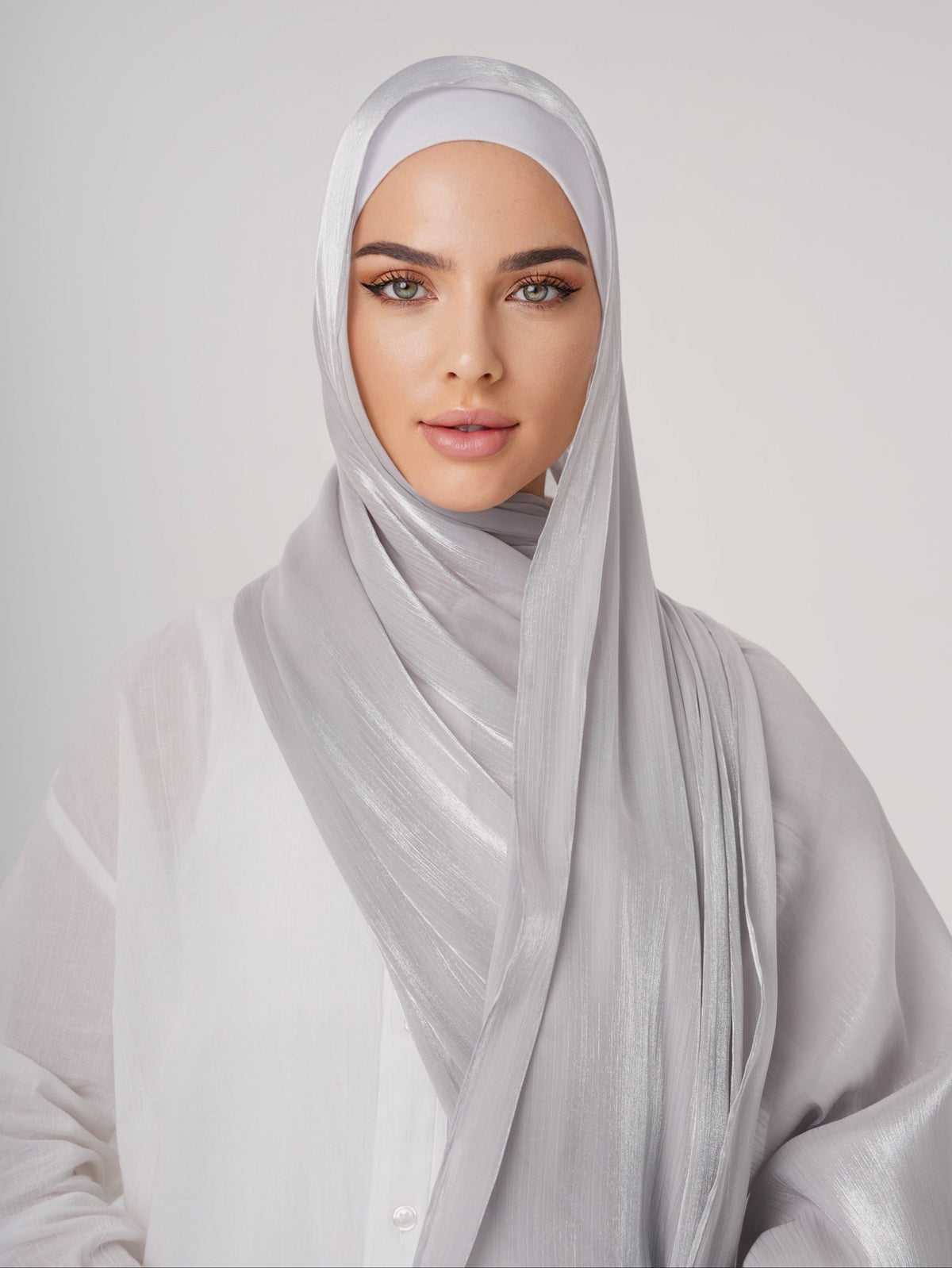 LUXURY ORGANZA SHIMMER HIJAB - SILVER GREY