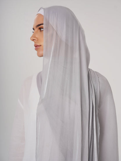 LUXURY ORGANZA SHIMMER HIJAB - SILVER GREY