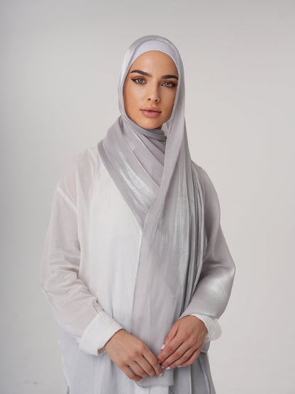 LUXURY ORGANZA SHIMMER HIJAB - SILVER GREY