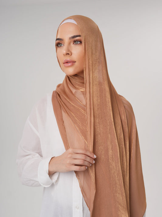 LUXURY ORGANZA SHIMMER HIJAB - CHAI